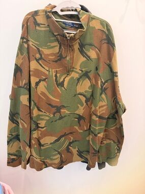 Ralph Lauren Camo Quarter-Zip Pullover - Green/Brown